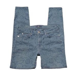 7 For All Mankind Stretchy Jacquard Paisley Skinny Jeans